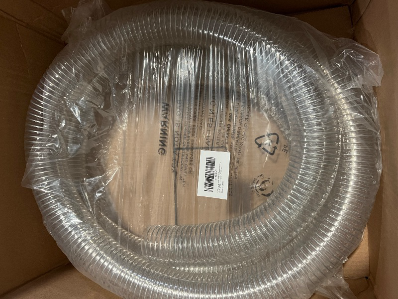 Photo 1 of Clear Wire Reinforced Suction Hose 2” ID × 2-5/16” OD - 10ft Heavy Duty Flexible PVC Spiral Steel Wire Pipe High Pressure Vacuum Vinyl Tubing for Drawing Water Oil Powder (10 ft, 2" ID)