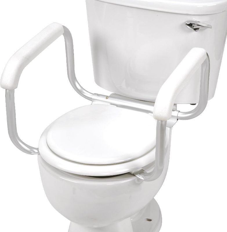Photo 1 of DMI Toilet Safety Rails Toilet Handles for The Elderly Toilet Safety Handrails Frame Easy Assembly with no Tools, White