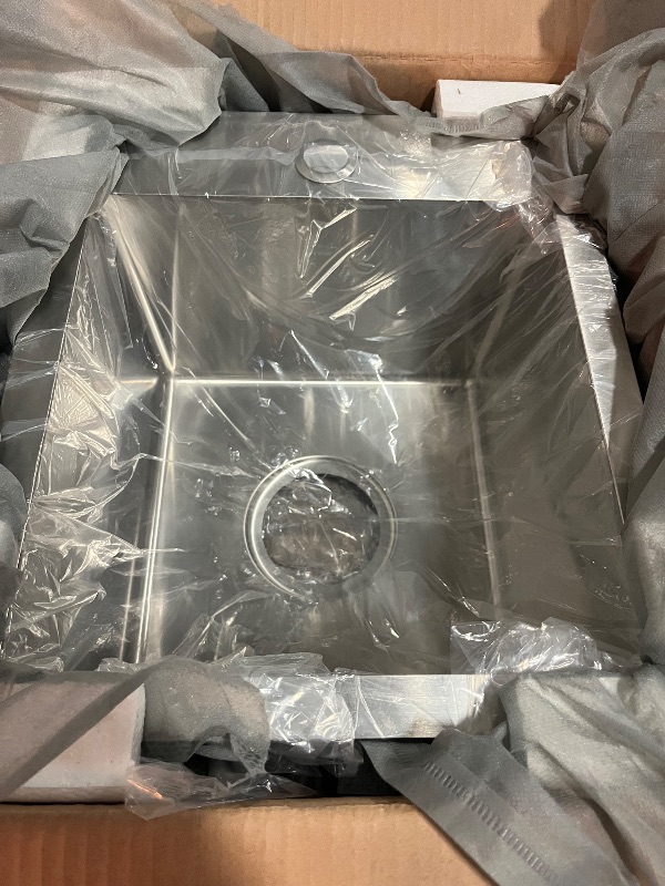 Photo 1 of 13 × 15 x 8 inch Drop in Bar Sink, Topmount Small Kitchen Sink Single Bowl, Handmade T-304 Stainless Steel Overmount Kitchen Bar Sink with Basket Strainer
