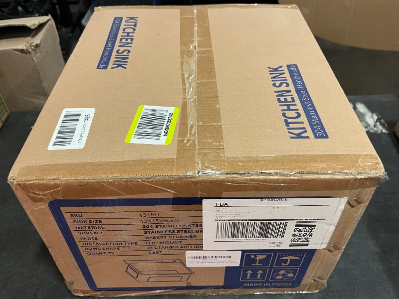 Photo 1 of 13 × 15 x 8 inch Drop in Bar Sink, Topmount Small Kitchen Sink Single Bowl, Handmade T-304 Stainless Steel Overmount Kitchen Bar Sink with Basket Strainer
