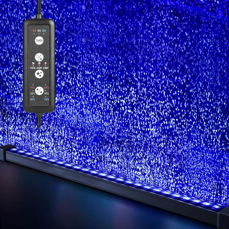 Photo 1 of Fishkeeper Submersible Fish Tank Light with Air Bubble Hole Color & Brightness & Timers Adjustable IP68 Waterproof Aquarium Bubble Light for Fish Tank Accessories Bubbler Wall (6W, Pump Not Included)
