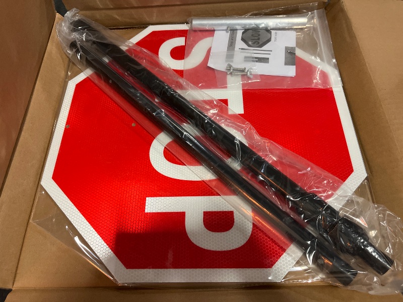 Photo 1 of 18x18 Inch Stop/Slow Paddle Sign with 60'' Telescopic Handle, Reflective Double-Sided Traffic Sign for Road Construction and Safety (2 PCS)