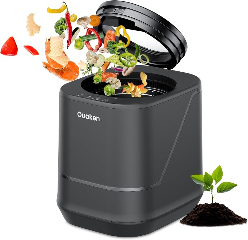 Photo 1 of Electric Composter for Kitchen - 4L Smart Countertop Compost Bin Turn Kitchen Waste into Fertilizer Compost Maker, Odorless, Low Noise, Auto-Clean, 2025 New Home Food composting Machine, Black
