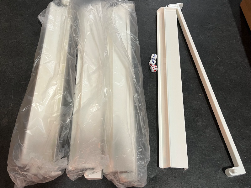 Photo 1 of 4 PCs Mahjong Racks with Pushers, 18'' Ivory White Acrylic Mahjong Tile Racks/Trays/Holders Set of 4, Modern American Mahjong Tile Racks with Built-in Pushers (White)