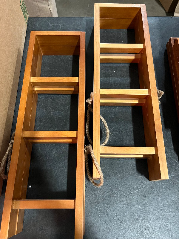 Photo 1 of *Missing Middle Swing**
3 Tier Cupcake Stand - Wooden Display Stand for Desserts, Fruits, Nuts, Cheese - Removable Trays and Foldable Stand - Perfect for Parties and Events - Rustic and Unique Wooden Serving Tray