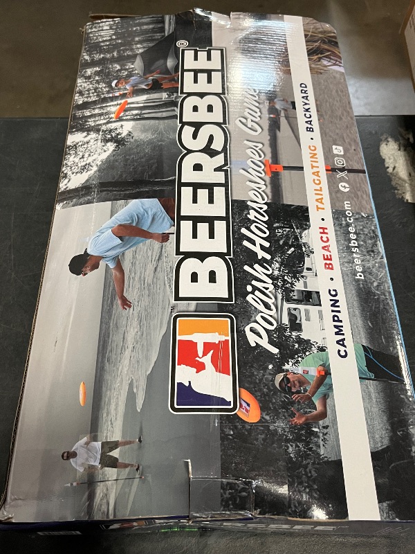 Photo 1 of Beersbee® Polish Horseshoes Flying Disc Target Bottle Drop Adult Lawn Game- Camping, Backyard, Beach, Tailgating, Frat Party Games, Bottle Battle Bash
