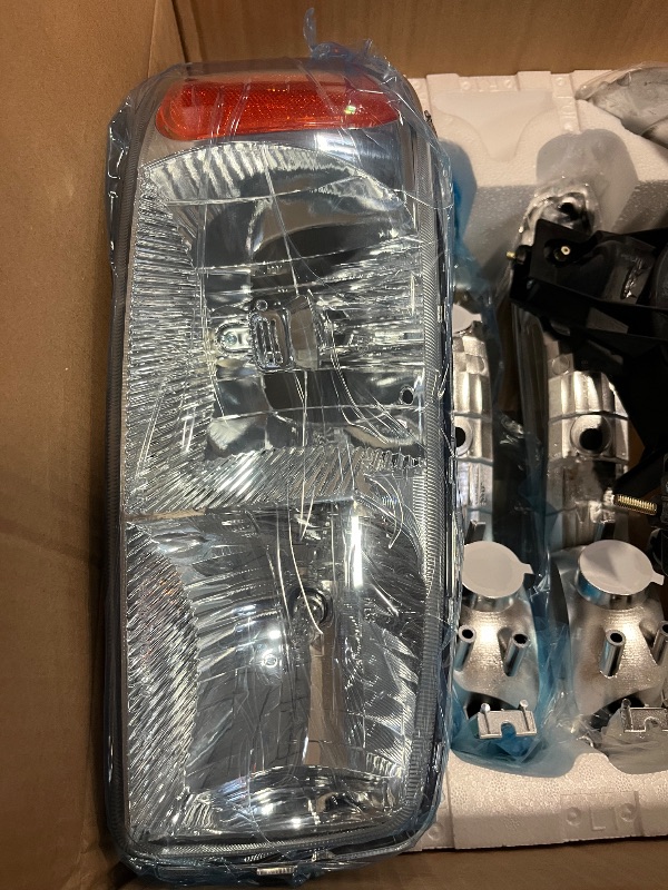 Photo 1 of Headlights Assembly for 99-07 GMC Sierra, Compatible with 99-06 GMC Yukon Headlamp Replacement Chrome Housing Driver & Passenger Side
