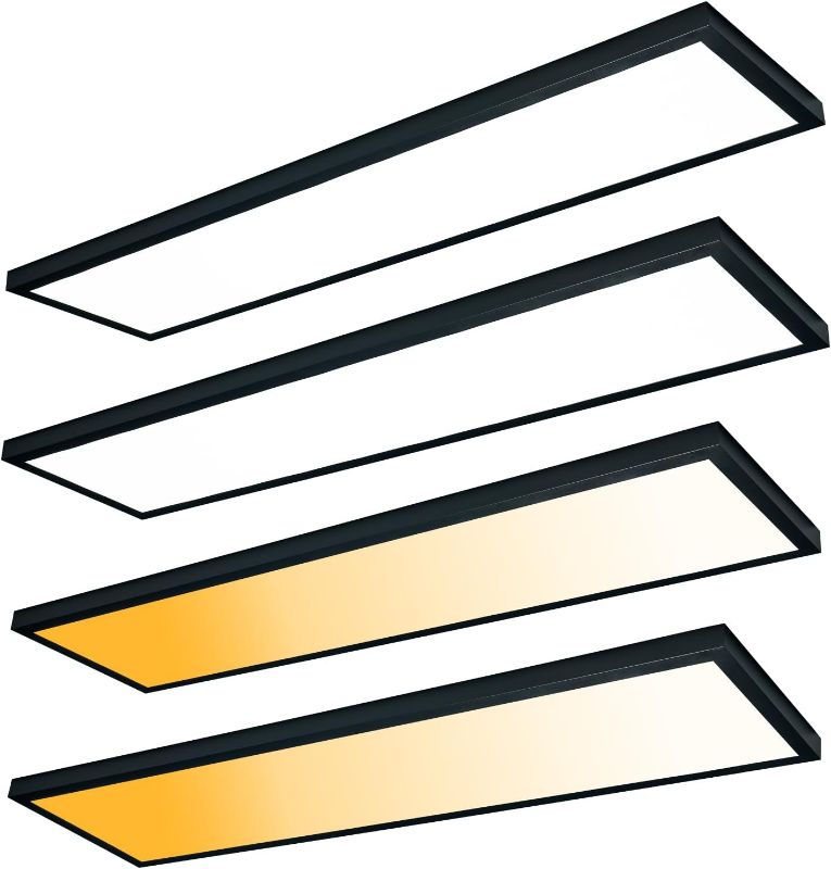 Photo 1 of Black 1x4 LED Flat Panel Light Flush Mount 4-Pack, 3000K/4000K/5000K Selectable, Ultra-Thin Surface Mount LED Ceiling Light for Kitchen, Triac Dimmable, Bright 4400LM, 100-277V
