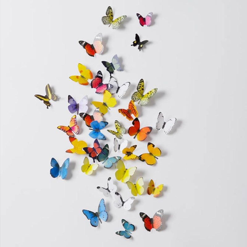 Photo 1 of 3D Three-Dimensional Butterfly Black and White Simulation Butterfly Wall Sticker Bedroom Decoration Sticker
