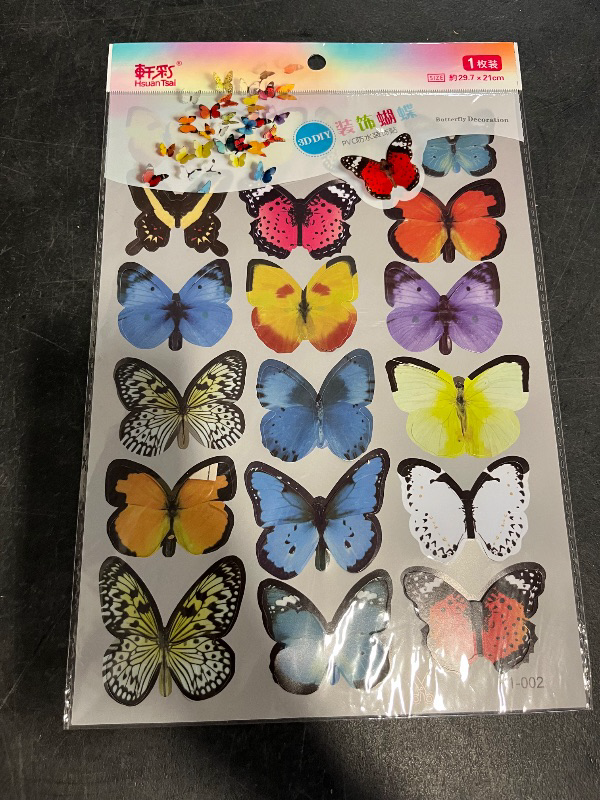 Photo 1 of 3D Three-Dimensional Butterfly Black and White Simulation Butterfly Wall Sticker Bedroom Decoration Sticker
