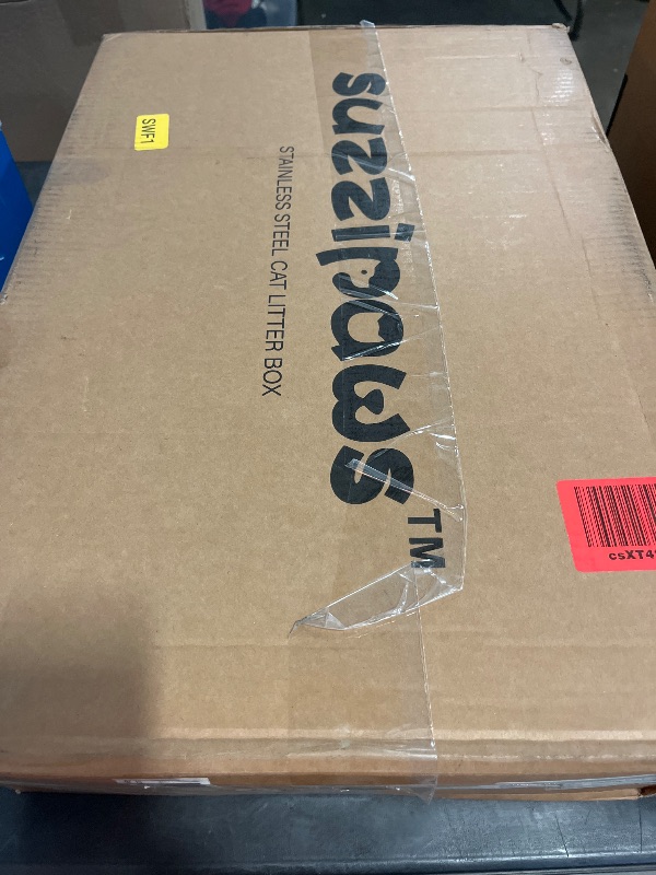 Photo 1 of Enclosed Stainless Steel Cat Litter Box with Lid Extra Large Litter Box for Big Cats XL Metal Litter Pan Tray with High Wall Sides Enclosure, Non-Sticky, Anti-Leakage, Easy Cleaning