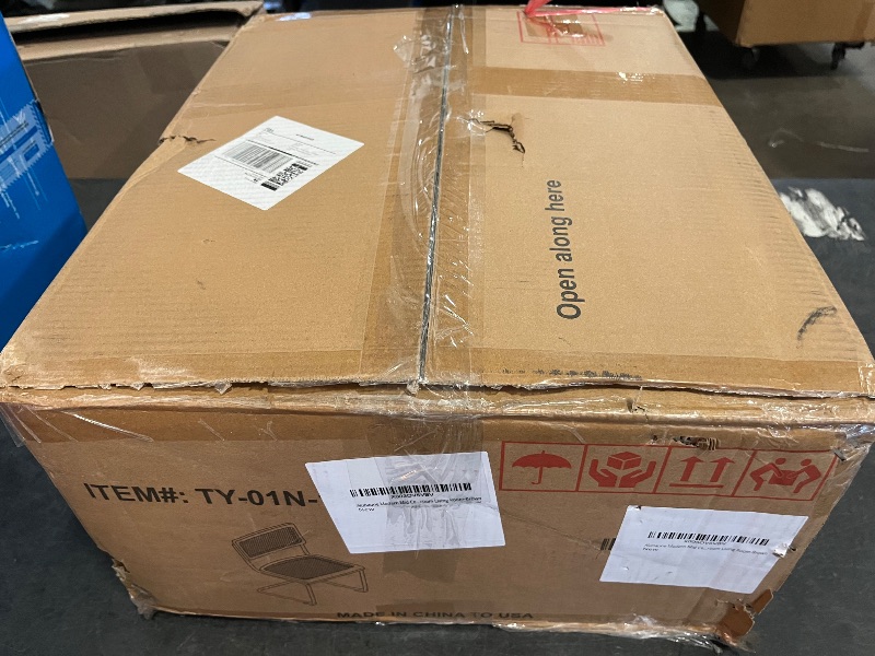 Photo 1 of Alunaune Modern Mid Century Dining Chairs Set of 2, Upholstered Natural Rattan Kitchen Chairs Accent Chair, Armless Side Chairs with Metal Chrome Legs for Bedroom Living Room-Brown
