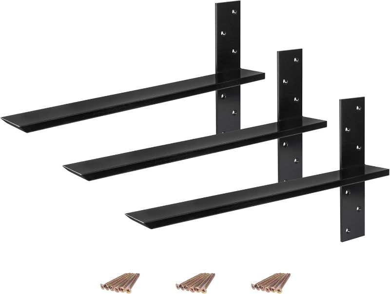 Photo 1 of (3-Pack) Free Hanging T Shelf Bracket, Solid Heavy Duty Steel Knee Wall Hidden Granite Countertop Support Floating Bracket Hardware, Universal ,3 Count,18 Inch , DIY Projects , Screws Included
