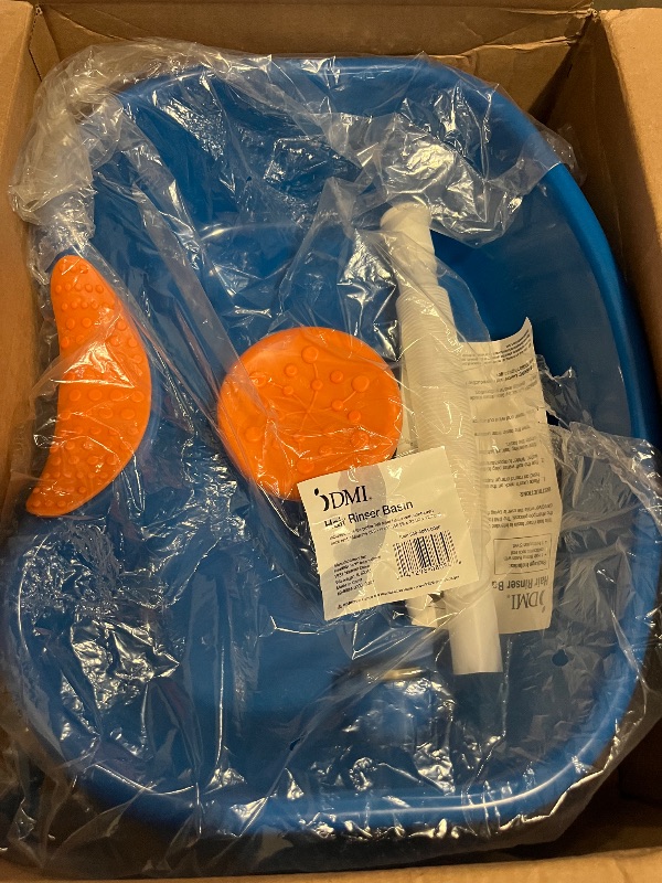 Photo 1 of DMI Portable Shampoo Bowl for Bedside and Hair Washing, Hair Cuts and Coloring for the Elderly, Disabled, Bedridden and Handicapped, Blue
