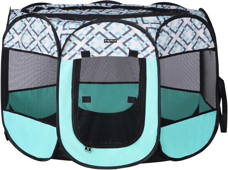 View 1 of Lucky Monet Foldable Dog Playpen Enclosed Cat Puppy Playpen Indoor Pop Up Pet Animal Playpen Outdoor Kennel Cage Pen Tent for Small Medium Dog Puppy Cat Kitten Rabbit - 29" L x 29" W x 16" H
