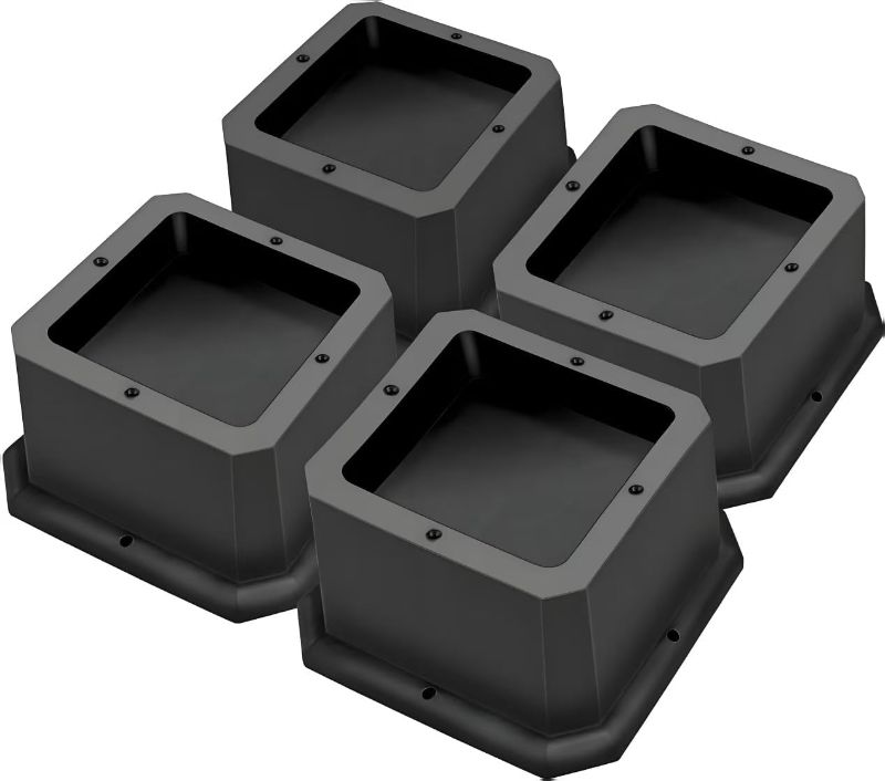 Photo 1 of *One Missing Bottome Part of Riser** Bed Riser/Furniture Lift Bed/Bed risers/Furniture Lifter/Table risers/Frame Risers Create Under Bed Storage Heavy Duty for Furniture Height Adjustment (Black 4 Pack, 2 Inch)
