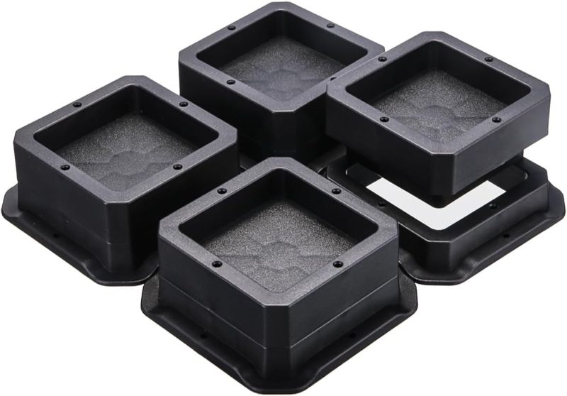 Photo 1 of *Missing Bottom Attachments**
Bed Risers Square Heavy Duty Furniture Risers Height Adjustable Dorm Bed Lifts Risers Table Desks Legs Blocks 4 Pack Black