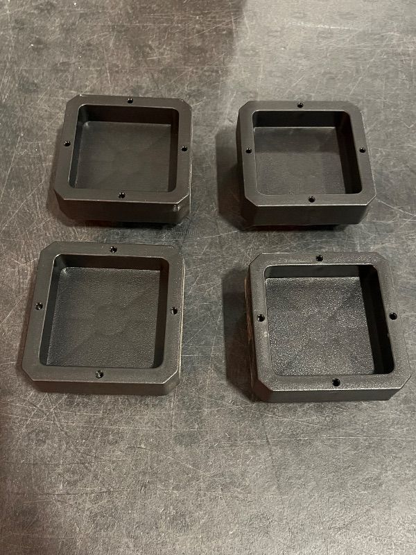 Photo 1 of *Missing Bottom Attachments** Bed Risers Square Heavy Duty Furniture Risers Height Adjustable Dorm Bed Lifts Risers Table Desks Legs Blocks 4 Pack Black
