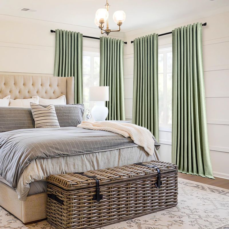 Photo 1 of *Missing One Panel** 
MIULEE 100% Blackout Curtains 84 inches Long, Linen Curtains & Drapes for Bedroom Back Tab Living Black Out Window Treatments Thermal Insulated Room Darkening Rod Pocket, Sage Green, 2 Panels
