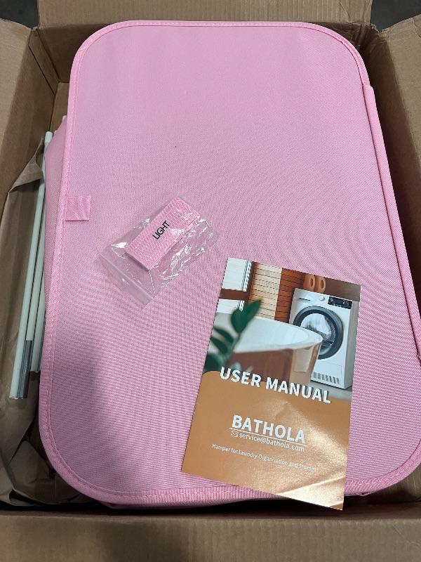 Photo 1 of Hampers for Laundry Basket with Lid, 145L Extra Large 3 Section Clothes Divided Organizer for Bedroom, Laundry Room, Dirty Clothing Hamper, Pink
