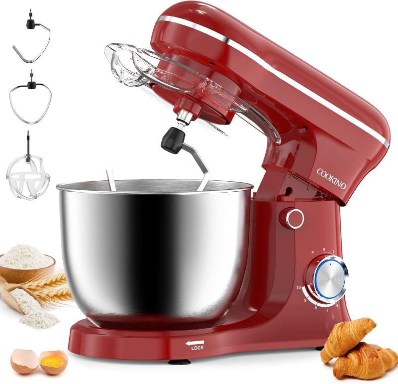 Photo 1 of Electric Stand Mixer,10 Speeds 660W Tilt-Head Food Mixer, 3-IN-1 Kitchen Mixer for Daily Cooks with 6.5 QT Bowl,Dough Hook, Beater, Whisk (Empire Red)