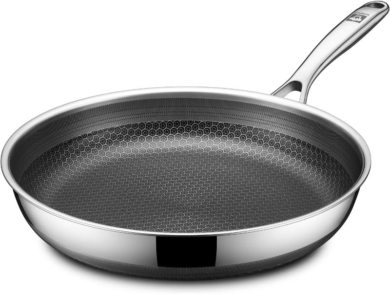 Photo 1 of 12in Nonstick Frying Pan - Stainless Steel Skillet, Dishwasher & Oven Safe, Compatible with Induction & Gas Stoves, Non-Toxic & Easy to Clean