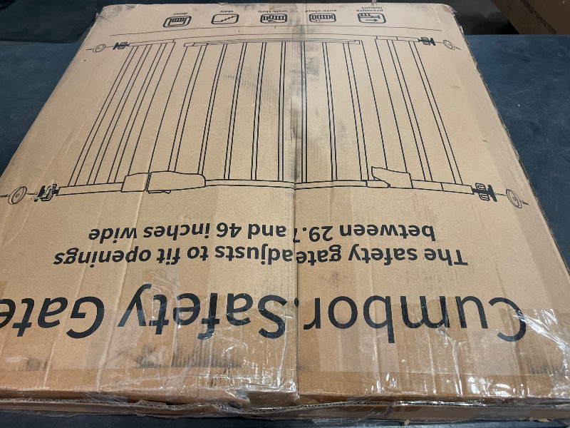 Photo 1 of Cumbor 29.7-40.6" Baby Gate for Stairs, Baby Essential Safety Gate, Mom's Choice Awards Winner-Dog Gate for Doorways, Pressure Mounted Auto-Close Pet Gates for Dogs Indoor, Durable Child Gate, Black
