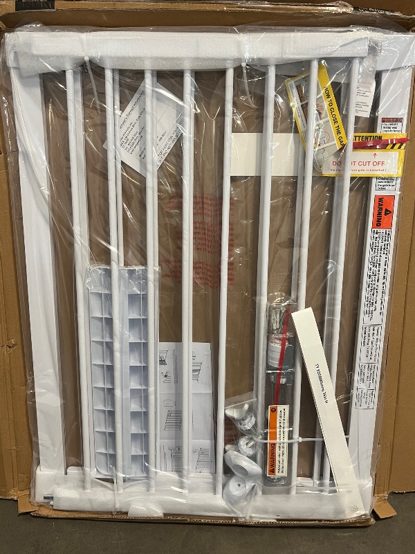 Photo 1 of Cumbor 36" Extra Tall Baby Gate for Stairs, 29.7-54.2" Extra Wide Dog Gate for Doorways Hallways, Pressure Mounted Child Gate for Wide Opening, Auto Close Personal Safety for Babies and Pets, White