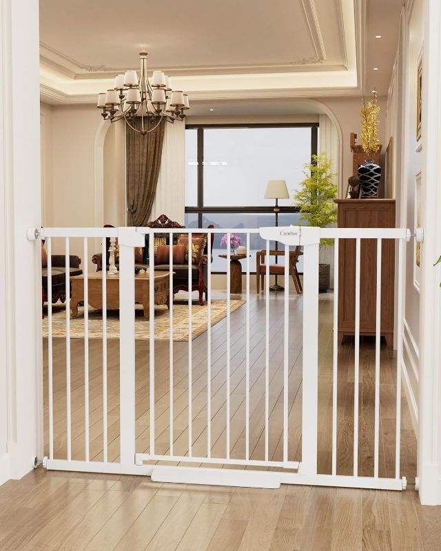 Photo 1 of Cumbor 36" Extra Tall Baby Gate for Stairs, 29.7-54.2" Extra Wide Dog Gate for Doorways Hallways, Pressure Mounted Child Gate for Wide Opening, Auto Close Personal Safety for Babies and Pets, White