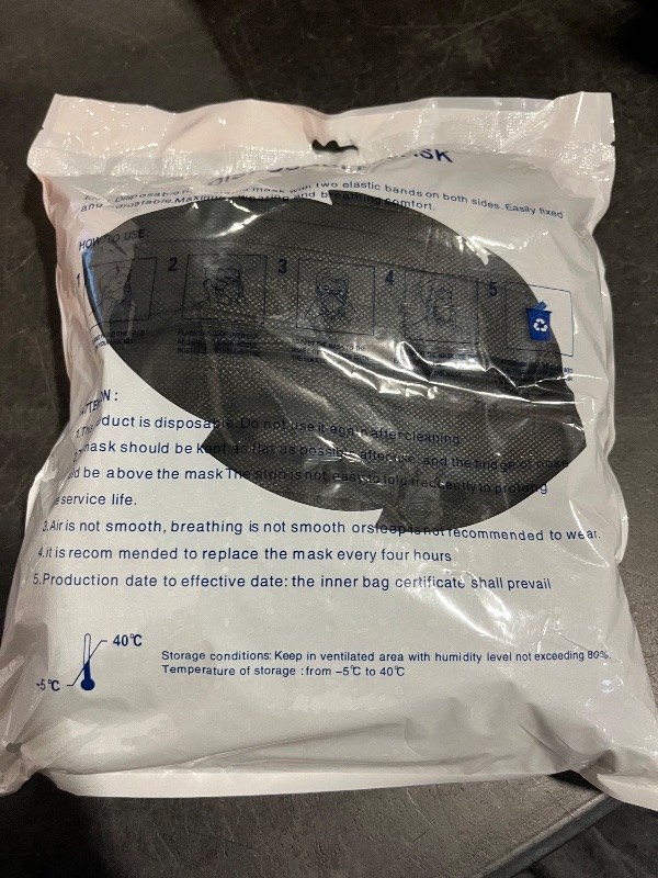 Photo 1 of 100 Pack Medical Grade Black Disposable Face Masks-Protective 3 Ply Face Mask for Adults, Comfortable,Soft, Breathable