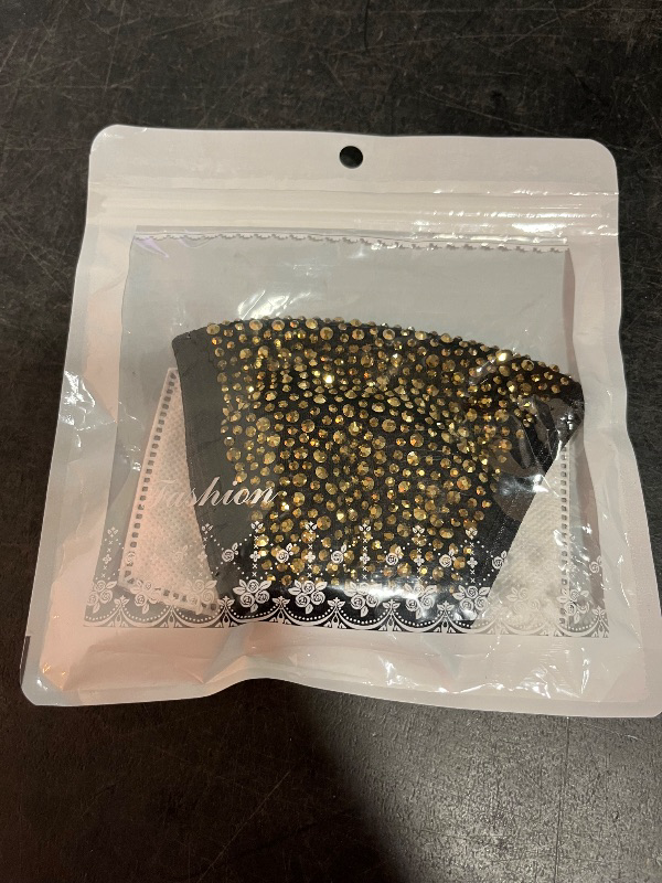 Photo 1 of Case-Mate Safe+Mate x BRILLIANCE - Cloth Face Mask - Washable & Reusable - Rhinestones - Adult S/M - Cotton - Includes Filter - Gold
