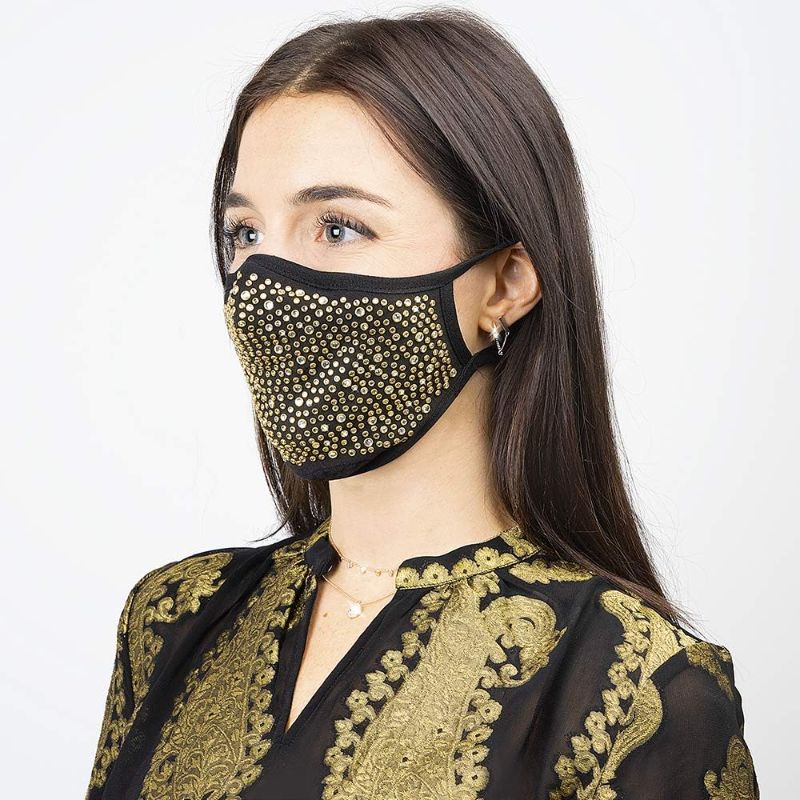 Photo 1 of Case-Mate Safe+Mate x BRILLIANCE - Cloth Face Mask - Washable & Reusable - Rhinestones - Adult S/M - Cotton - Includes Filter - Gold
