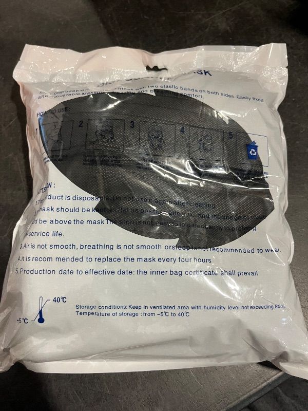 Photo 1 of 100 Pack Medical Grade Black Disposable Face Masks-Protective 3 Ply Face Mask for Adults, Comfortable,Soft, Breathable