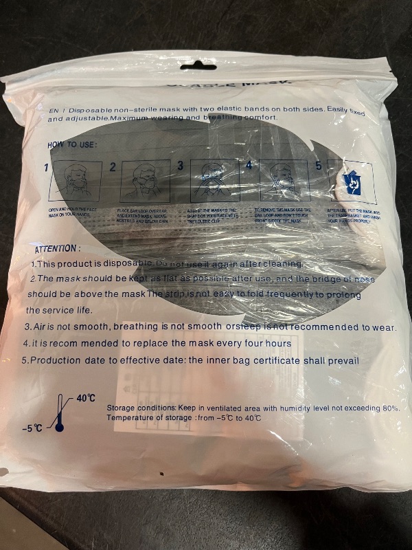 Photo 1 of 100 Pcs Disposable 3 Ply Earloop Face Masks, Suitable for Home, School, Office and Outdoors (Gray)
