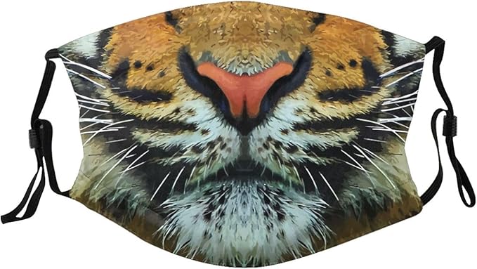 Photo 1 of Funny Tiger Face Mask with 2 Filters Comfortable Adjustable Reusable Cloth Balaclavas for Men Women Teens
