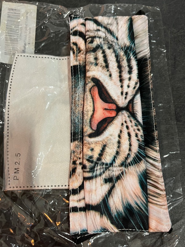 Photo 1 of Funny Tiger Face Mask with 2 Filters Comfortable Adjustable Reusable Cloth Balaclavas for Men Women Teens
