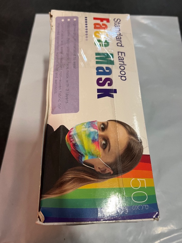 Photo 1 of Disposable Face Mask , 3 Ply with Ear Loop, Assorted Tye Dye 