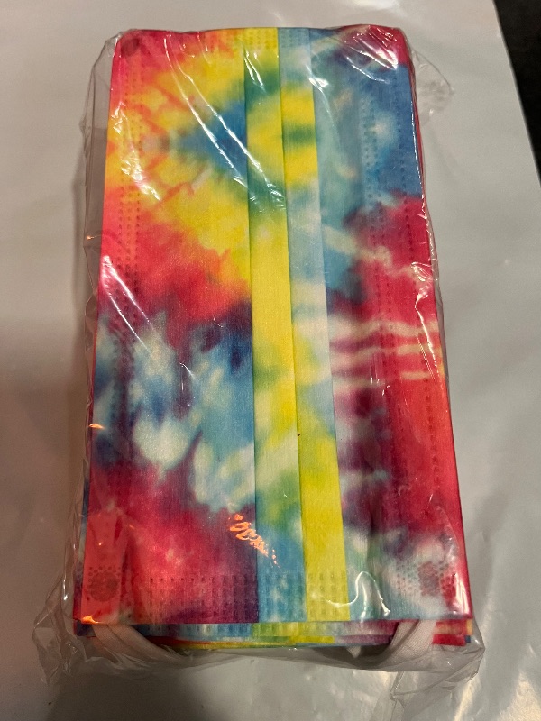 Photo 1 of Disposable Face Mask , 3 Ply with Ear Loop, Assorted Tye Dye 