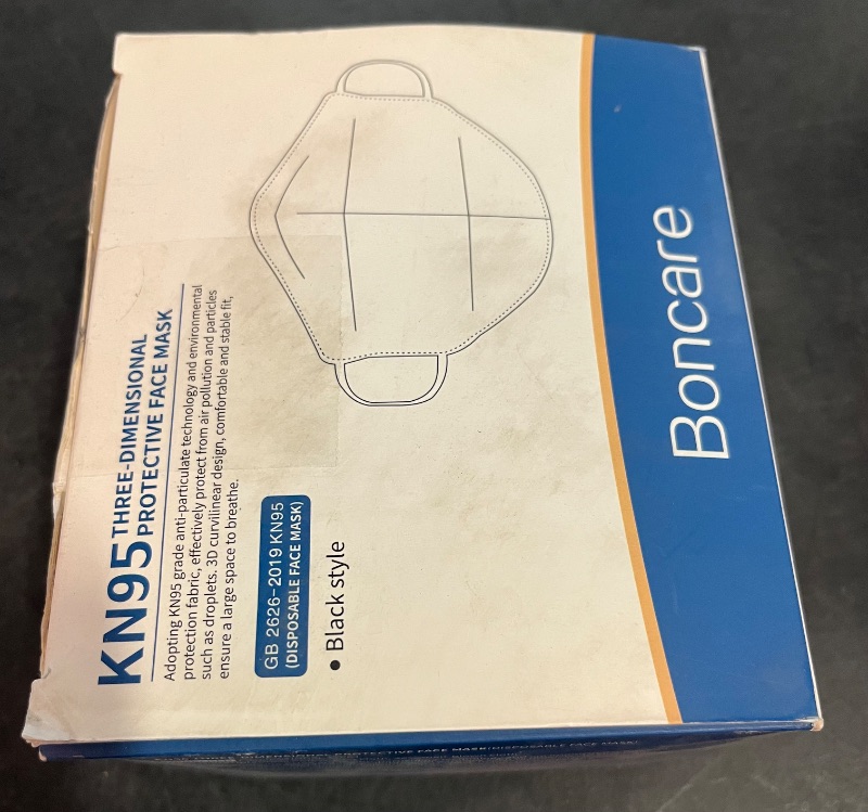 Photo 1 of Boncare KN95 Face Mask 30 PCs, 5-Layer Black Face Mask for Men & Women Filter Efficiency? 95%, Breathable and Comfortable, Black