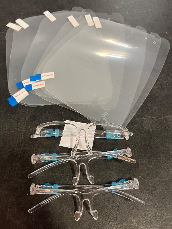Photo 1 of Goggle Shield, 3 Pack Reusable Face Shield Wearing Glasses Face Visor Transparent Anti-Fog Film Protect Eyes and Face, GlassesShield_B_3Pack