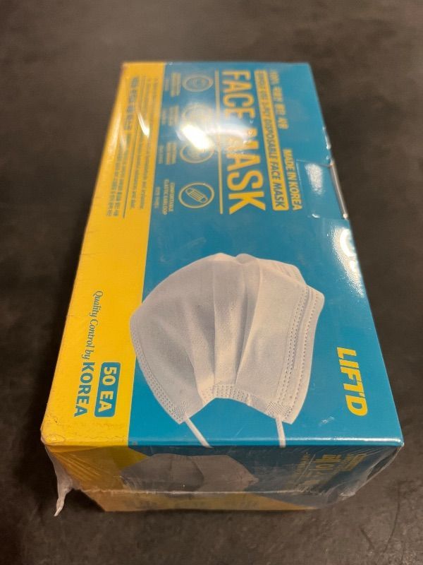 Photo 1 of Made in Korea LIFT'D 3-Layer WHITE Medical Face Masks, 50 Count(Pack of 1)
