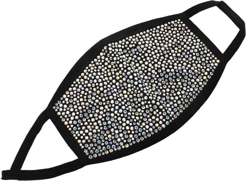 Photo 1 of CCbodily Rhinestone Fabric Face Mask, Masquerade Mask 
