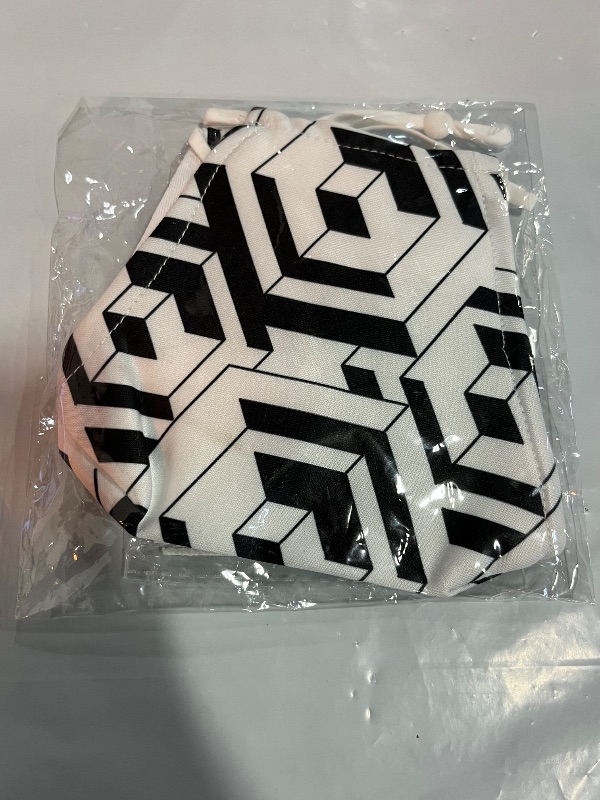 Photo 1 of Adult Black and White Reusable Face Mask, Cloth, Geometric Pattern