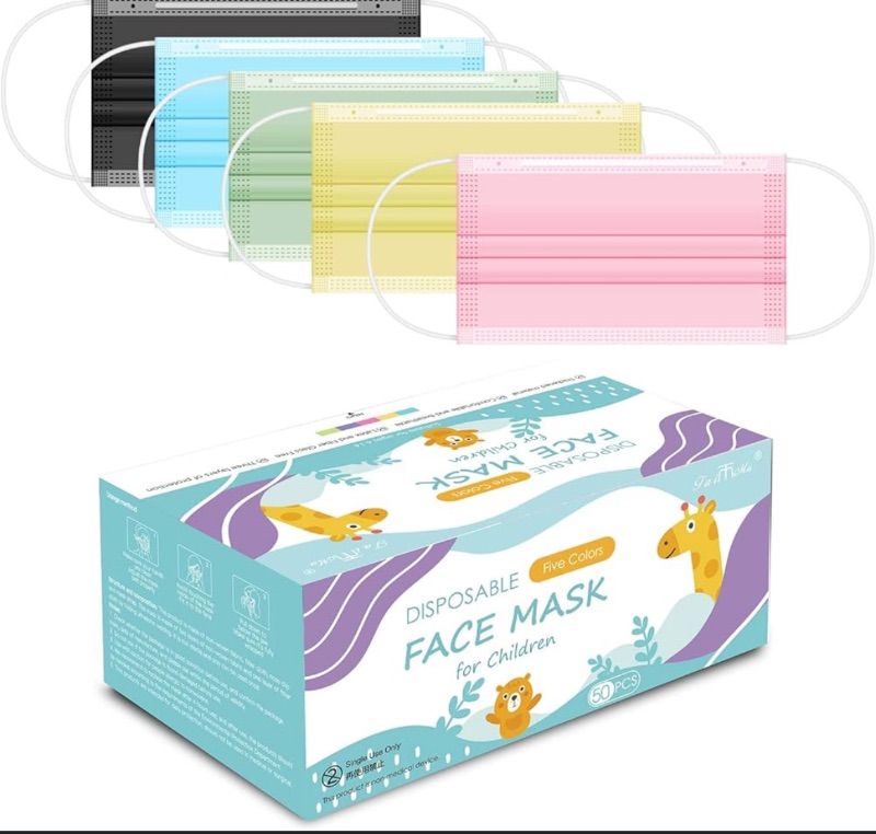 Photo 1 of Kids Disposable Face Masks,3 Ply Kids Masks Disposable Breathable Colorful Cute Face Masks for Children, Girls & Boys