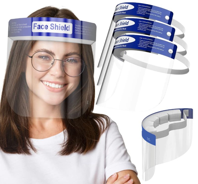 Photo 1 of Face Shield | 10 Pack | Clear Plastic Face Shields for Women, Men & Kids, Anti-Fog, Lightweight Reusable Face Shield Mask, Safety Visor Cover with Comfortable Sponge & Elastic Band
