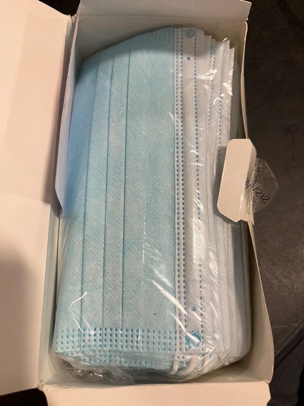 Photo 1 of Sismate Blue 3Ply Disposable Face Mask, 50 in Box

