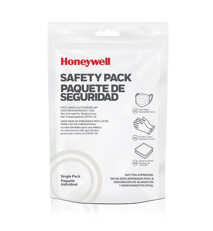 Photo 1 of Honeywell Single-Item PPE Safety Pack with Adult Mask, Gloves & Wipes (RWS-50100)