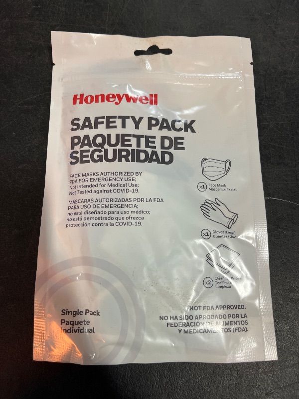 Photo 1 of Honeywell Single-Item PPE Safety Pack with Adult Mask, Gloves & Wipes (RWS-50100)