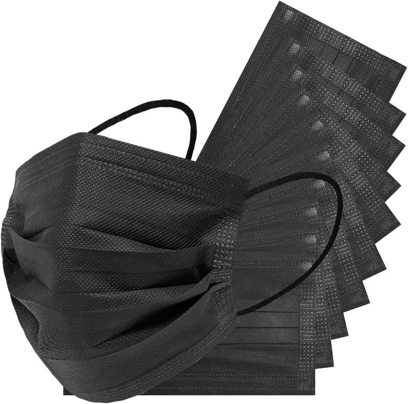 Photo 1 of *Sealed* Kids Black White Disposable Safety Mask 3 Layer Protection Face Mask 50 pcs