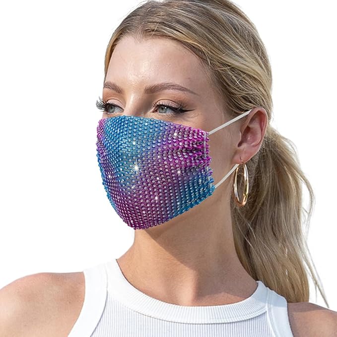 Photo 1 of Auriviz Sparkly Rhinestone Face Mask for Women Masquerade Glitter Bling Face Mask Christmas Party
